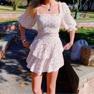 LoveshackFancy pink & white dress